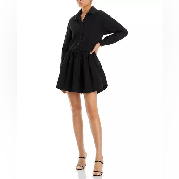 WAYF black Georgia Mini button down Shirt Dress - Picture 2 of 7